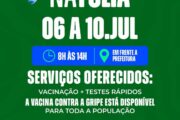 Vacinação contra a gripe e testes rápidos são ofertados até dia 10 de julho em frente à Prefeitura de Casa Nova