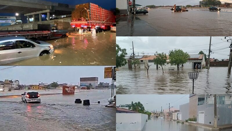 Centro e bairros de Juazeiro sofrem com forte e rápida chuva neste domingo (18)